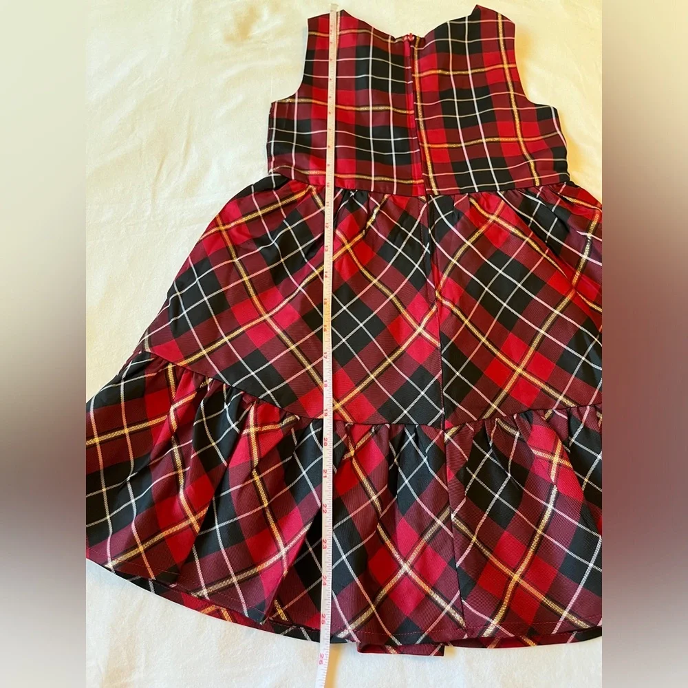 The Children's Place Girls Plaid Satin Tiered Fit & Flare Party Dress Size 6 NWT